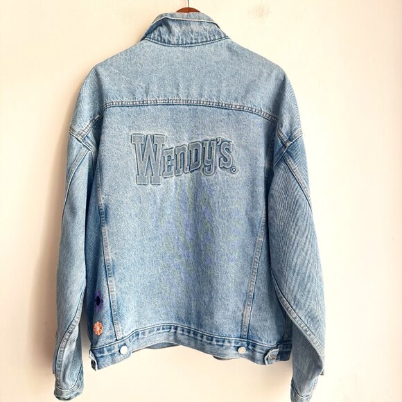 Vintage Wendy's Denim Blue Jean Jacket L - Picture 1 of 5